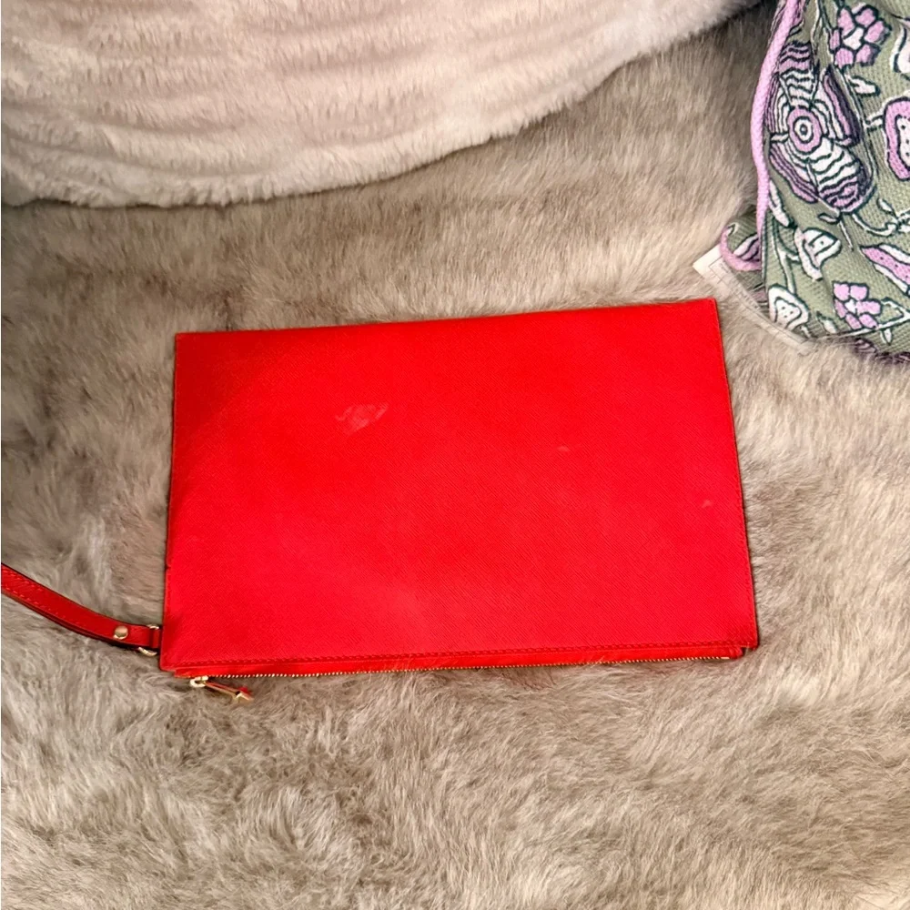 Michael Kors Bright Red Saffiano Studded Wristlet